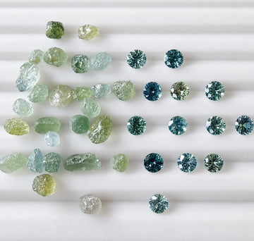 Rough and finished Montana sapphires