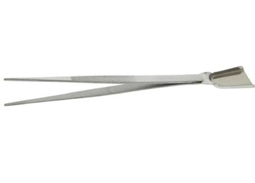 Tweezers with a shovel scoop on one end